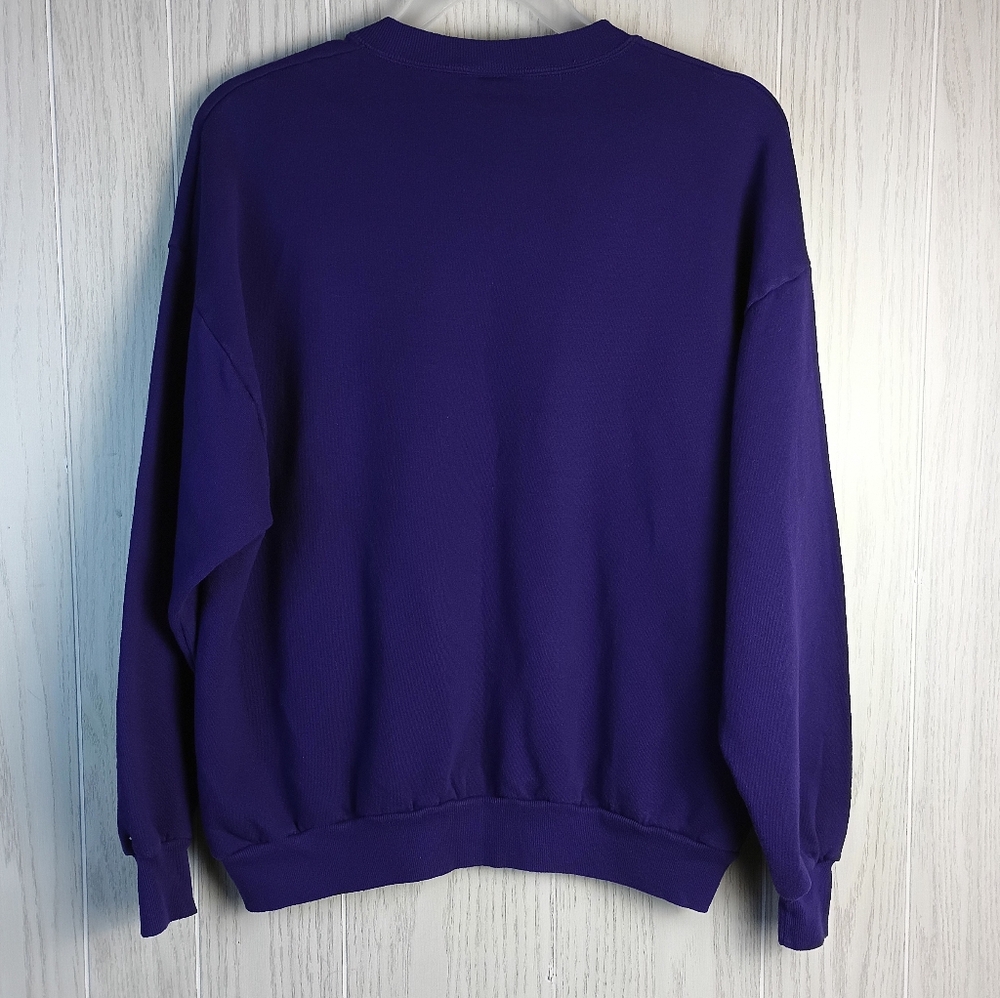 Vintage Wisconsin Sweatshirt Men's XL 90s Jerzees Crewneck Purple Graphic Print. - Picture 4 of 12